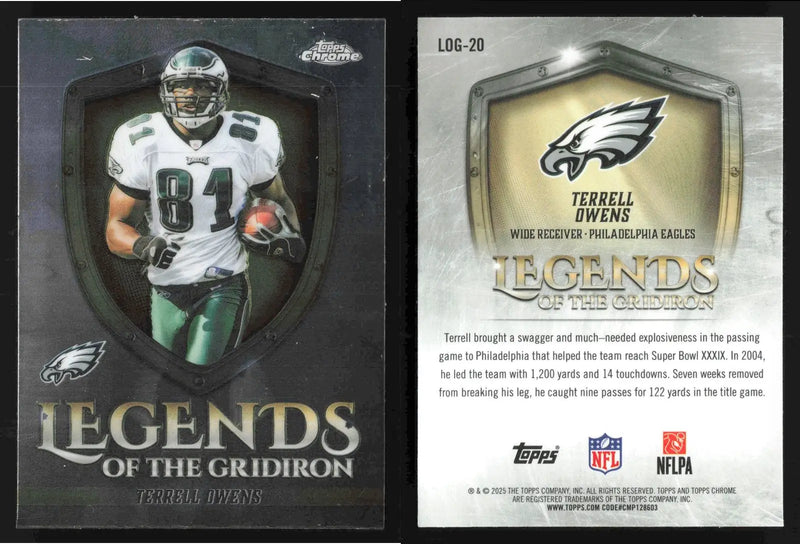 2025 Topps Chrome TERRELL OWENS #LOG-20 Legends of the Gridiron Eagles HOF - Football Card Single