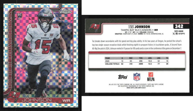 2025 Topps Chrome TEZ JOHNSON #342 X-Fractor Tampa Bay Buccaneers RC - Football Card Single