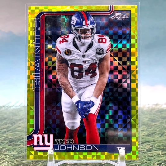 2025 Topps Chrome Theo Johnson Lime Green X-Fractor New York Giants