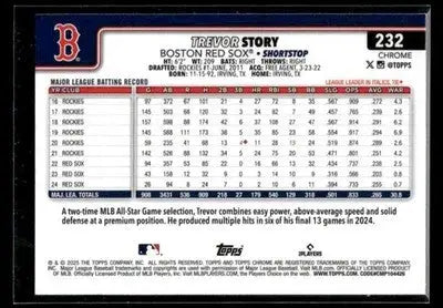 2025 Topps Chrome Trevor Story #232 Boston Red Sox