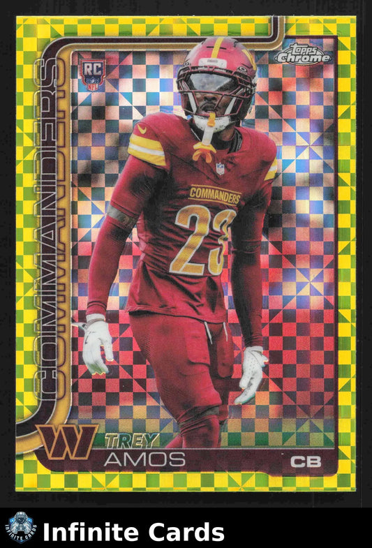 2025 Topps Chrome TREY AMOS #371 Lime Green X-Fractor Washington Commanders RC - Football Card Single