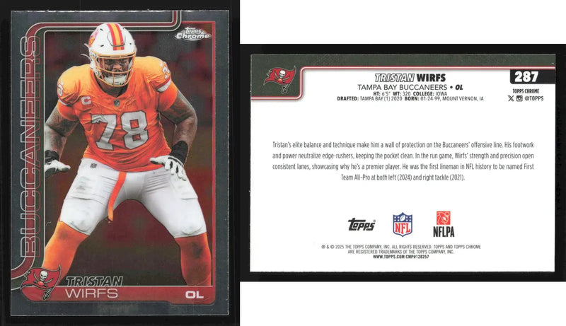 2025 Topps Chrome TRISTAN WIRFS #287 Tampa Bay Buccaneers - Football Card Single