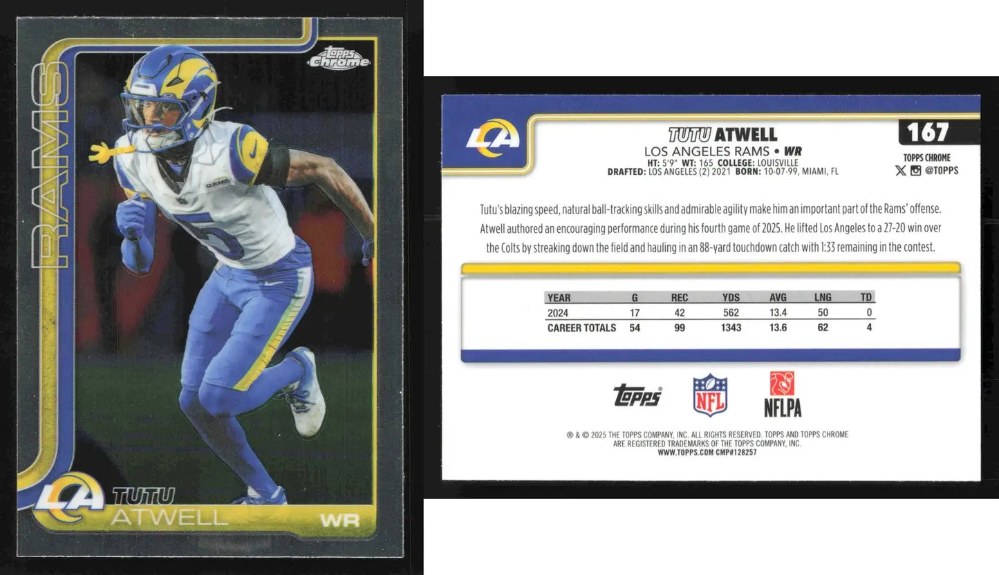 2025 Topps Chrome TUTU ATWELL #167 Los Angeles Rams - Football Card Single