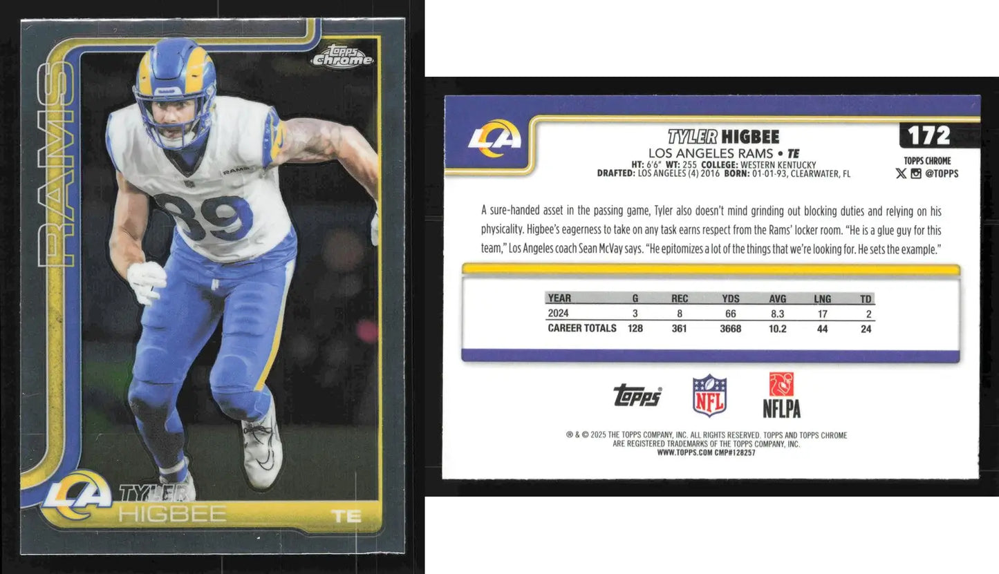 2025 Topps Chrome TYLER HIGBEE #172 Los Angeles Rams - Football Card Single