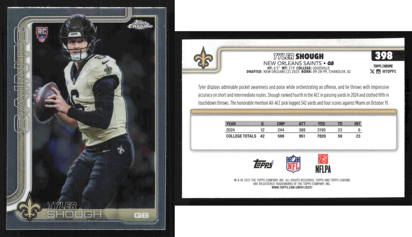 2025 Topps Chrome TYLER SHOUGH #398 New Orleans Saints RC - Football Card Single