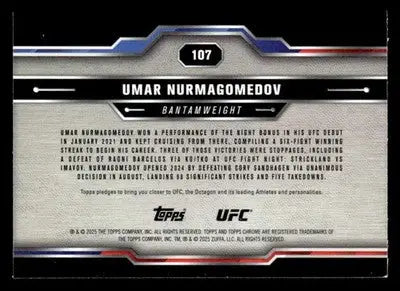 2025 Topps Chrome UFC #107 Umar Nurmagomedov - UFC/MMA Card Single