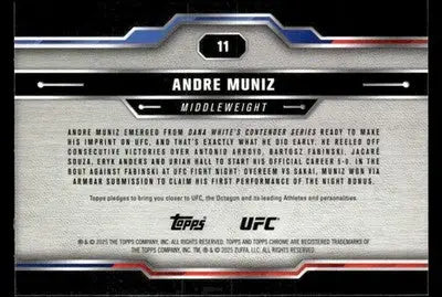 2025 Topps Chrome UFC #11 Andre Muniz - UFC/MMA Card Single