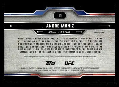 2025 Topps Chrome UFC #11 Andre Muniz Refractor - UFC/MMA Card Single