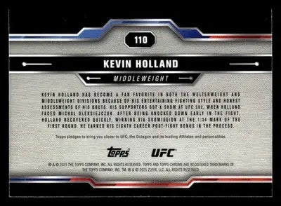 2025 Topps Chrome UFC #110 Kevin Holland Sepia Refractor - UFC/MMA Card Single