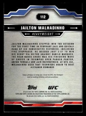 2025 Topps Chrome UFC #112 Jailton Malhadinho Prism Refractor - UFC/MMA Card Single