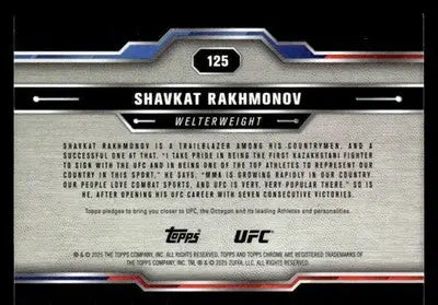 2025 Topps Chrome UFC #125 Shavkat Rakhmonov - UFC/MMA Card Single