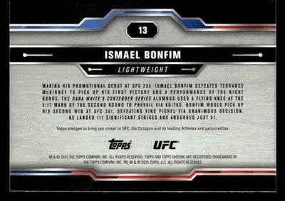 2025 Topps Chrome UFC #13 Ismael Bonfim Negative Refractor - UFC/MMA Card Single