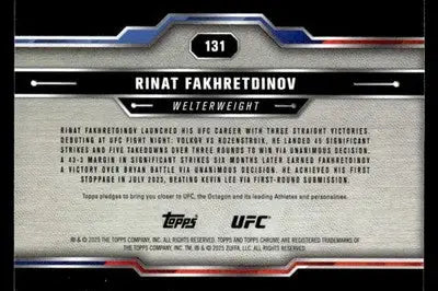 2025 Topps Chrome UFC #131 Rinat Fakhretdinov - UFC/MMA Card Single