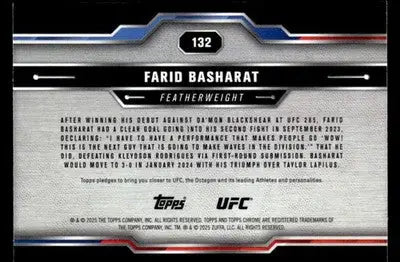 2025 Topps Chrome UFC #132 Farid Basharat - UFC/MMA Card Single