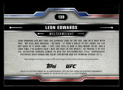 2025 Topps Chrome UFC #139 Leon Edwards - UFC/MMA Card Single
