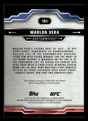 2025 Topps Chrome UFC #151 Marlon Vera - UFC/MMA Card Single