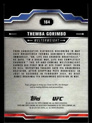 2025 Topps Chrome UFC #164 Themba Gorimbo - UFC/MMA Card Single