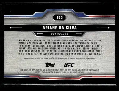 2025 Topps Chrome UFC #165 Ariane da Silva Red & Blue Refractor - UFC/MMA Card Single