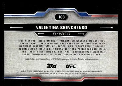 2025 Topps Chrome UFC #166 Valentina Shevchenko - UFC/MMA Card Single
