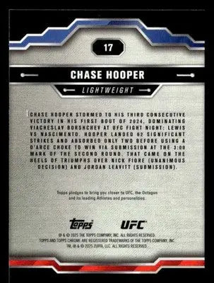 2025 Topps Chrome UFC #17 Chase Hooper - UFC/MMA Card Single