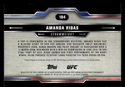 2025 Topps Chrome UFC #184 Amanda Ribas - UFC/MMA Card Single