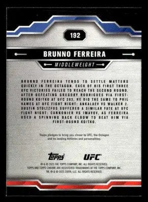 2025 Topps Chrome UFC #192 Brunno Ferreira - UFC/MMA Card Single