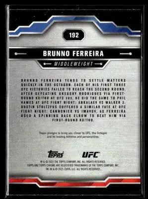 2025 Topps Chrome UFC #192 Brunno Ferreira Teal Lazer Refractor - #152/175 - UFC/MMA Card Single