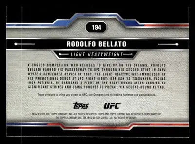 2025 Topps Chrome UFC #194 Rodolfo Bellato X-Fractor - UFC/MMA Card Single