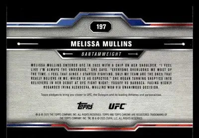 2025 Topps Chrome UFC #197 Melissa Mullins - UFC/MMA Card Single