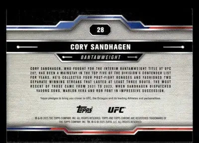 2025 Topps Chrome UFC #28 Cory Sandhagen - UFC/MMA Card Single