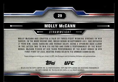 2025 Topps Chrome UFC #29 Molly McCann - UFC/MMA Card Single