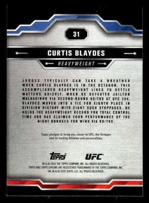 2025 Topps Chrome UFC #31 Curtis Blaydes - UFC/MMA Card Single