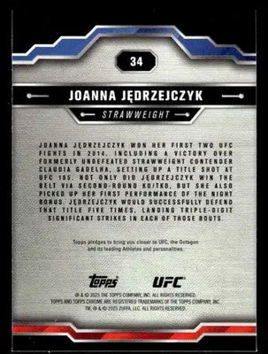 2025 Topps Chrome UFC #34 Joanna Jędrzejczyk - UFC/MMA Card Single