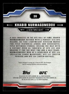 2025 Topps Chrome UFC #36 Khabib Nurmagomedov - UFC/MMA Card Single
