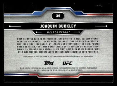 2025 Topps Chrome UFC #39 Joaquin Buckley Prism Refractor - UFC/MMA Card Single