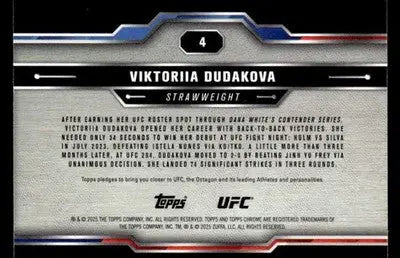 2025 Topps Chrome UFC #4 Viktoriia Dudakova - UFC/MMA Card Single