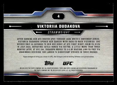 2025 Topps Chrome UFC #4 Viktoriia Dudakova Sepia Refractor - UFC/MMA Card Single
