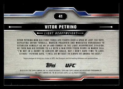 2025 Topps Chrome UFC #41 Vitor Petrino - UFC/MMA Card Single