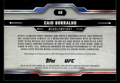 2025 Topps Chrome UFC #49 Caio Borralho Negative Refractor - UFC/MMA Card Single