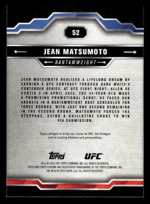 2025 Topps Chrome UFC #52 Jean Matsumoto Refractor - UFC/MMA Card Single