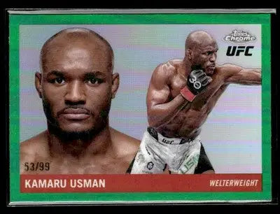 2025 Topps Chrome UFC #55T-1 Kamaru Usman 1955 Topps Green Refractor - UFC/MMA Card Single