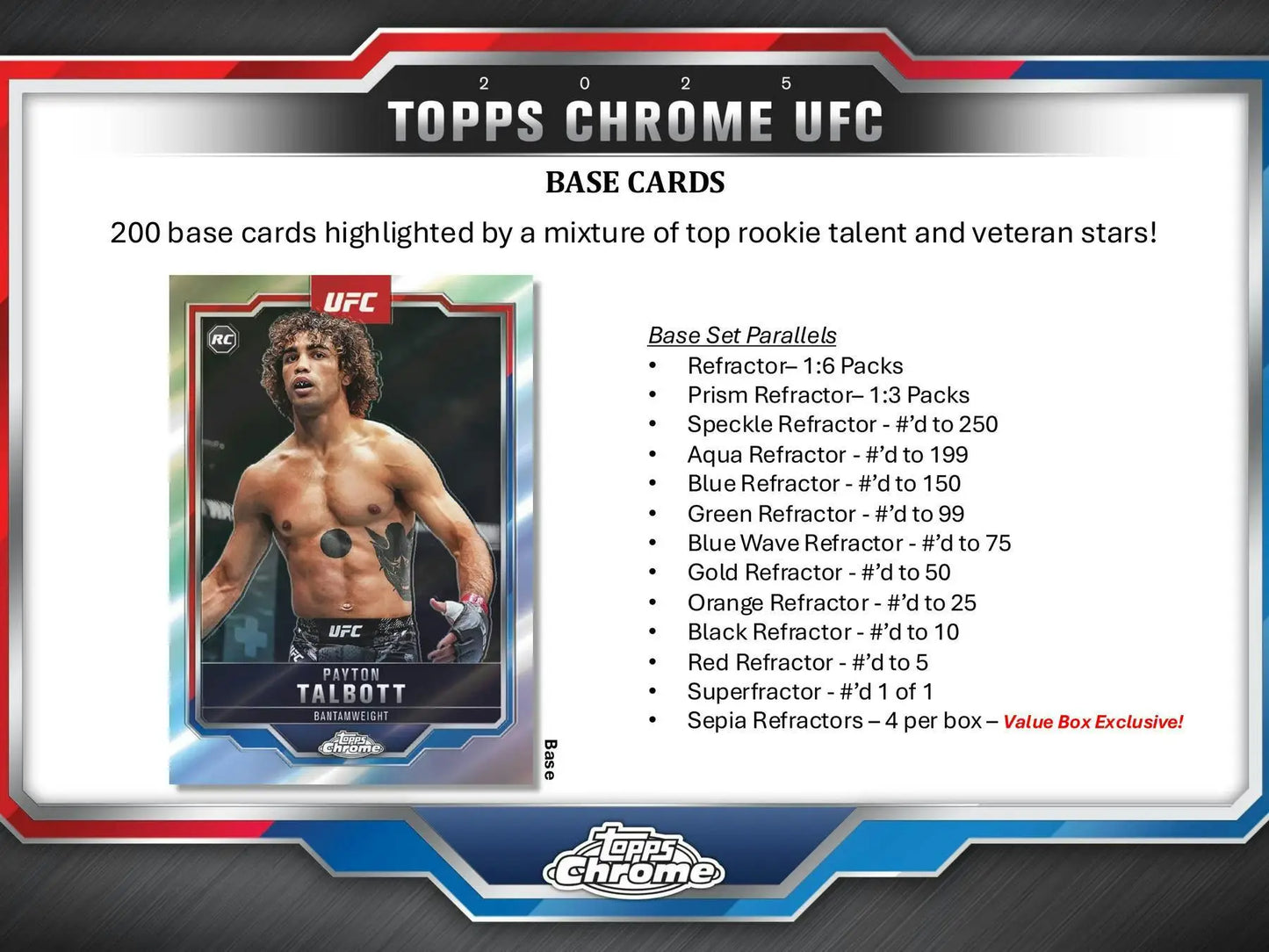 2025 Topps Chrome UFC 6-Pack Blaster Box - Sports Card Hobby Boxes
