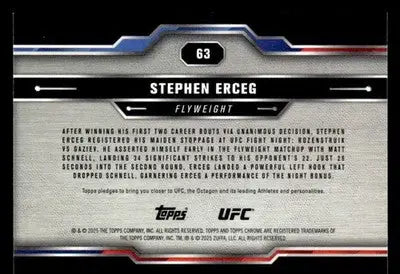 2025 Topps Chrome UFC #63 Stephen Erceg - UFC/MMA Card Single