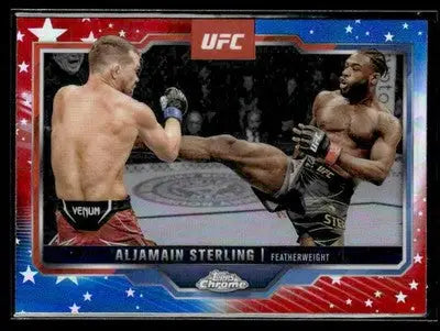 2025 Topps Chrome UFC #64 Aljamain Sterling Red & Blue Refractor - UFC/MMA Card Single