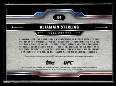 2025 Topps Chrome UFC #64 Aljamain Sterling Red & Blue Refractor - UFC/MMA Card Single