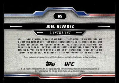 2025 Topps Chrome UFC #65 Joel Alvarez - UFC/MMA Card Single