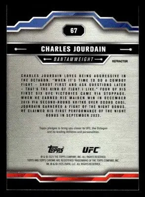 2025 Topps Chrome UFC #67 Charles Jourdain Refractor - UFC/MMA Card Single