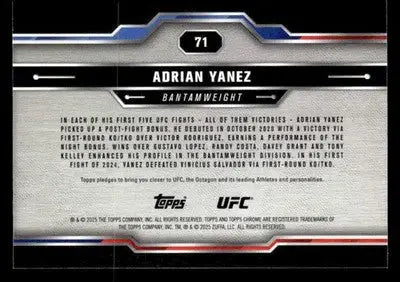 2025 Topps Chrome UFC #71 Adrian Yanez - UFC/MMA Card Single