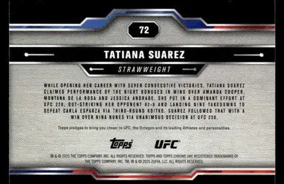 2025 Topps Chrome UFC #72 Tatiana Suarez - UFC/MMA Card Single