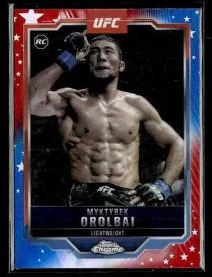 2025 Topps Chrome UFC #77 Myktybek Orolbai Red & Blue Refractor - UFC/MMA Card Single
